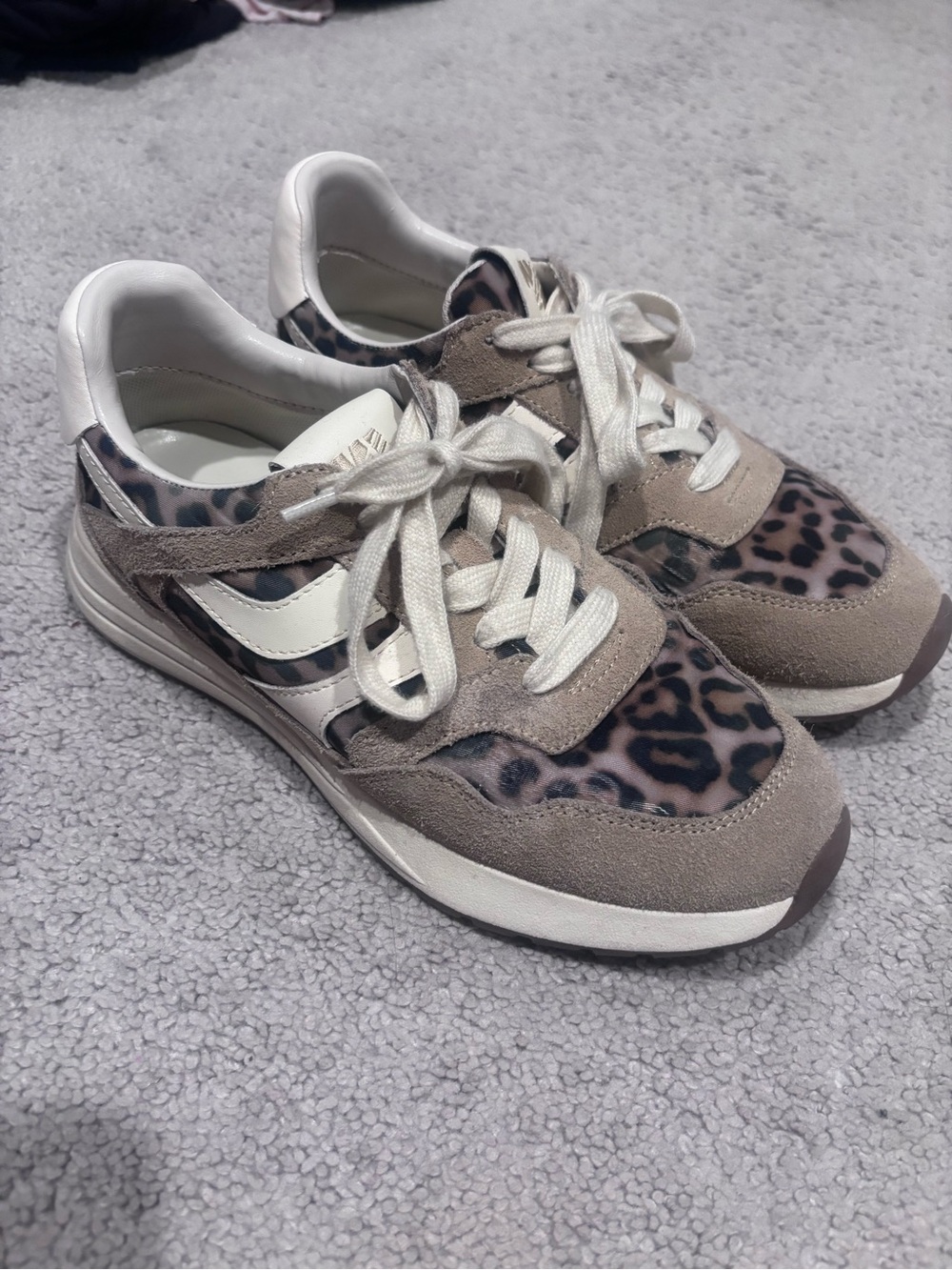 New Balance Women's Leopard-Print Suede Sneakers in Taupe and White